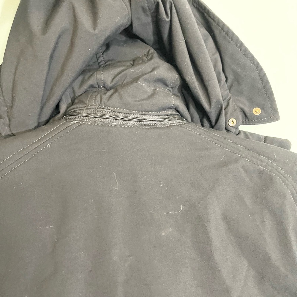 Post Card black Hooded Coat Italian Double Zipper Puffer Jacket Size 4 - Picture 7 of 16